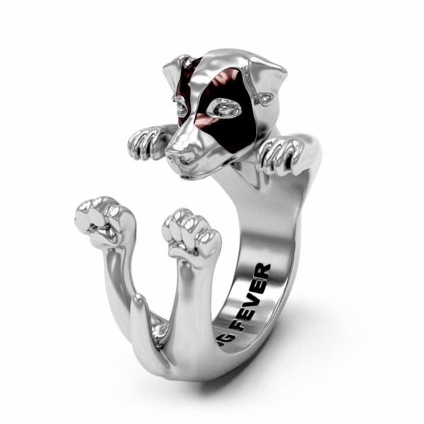 Jack Russell Silver Hug Ring